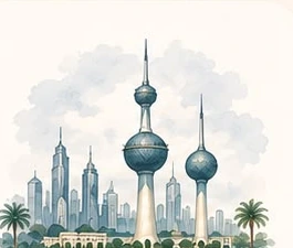 Kuwait watercolor illustration