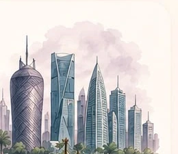 Qatar watercolor illustration