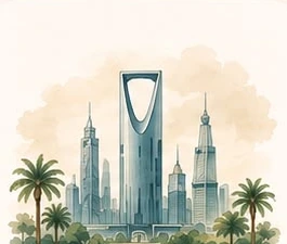 Saudi Arabia watercolor illustration