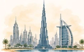 United Arab Emirates watercolor illustration